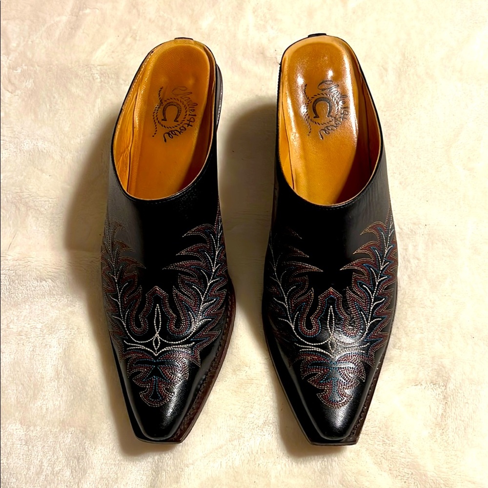 Charlie 1 Horse Black Leather Mules